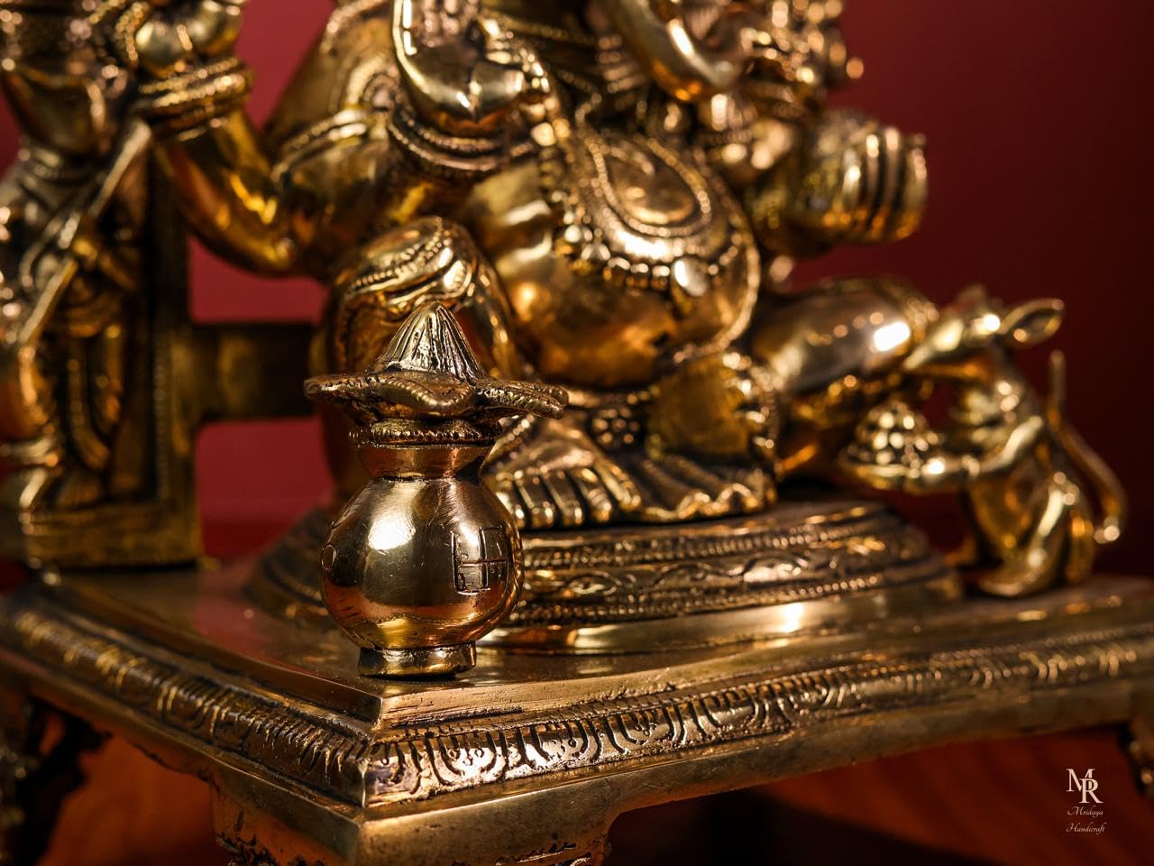 Brass Ganesha Statue With Mosaic, 43 Cm Brass Ganesh Statue, Ganpati Idol, Good Luck Gift For New Beginnings, House Warming Gift